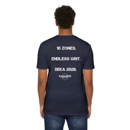 CrossFit DEKA 2026 T-Shirt — "10 Zones. Endless Grit." Athletic Tee